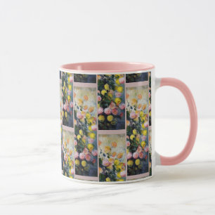Caneca Monet Vintage flores florais amarelas Dahlias