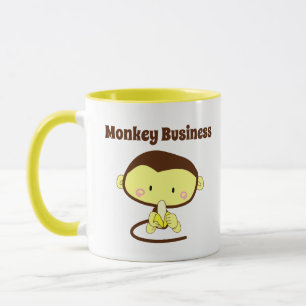 Caneca Monkey Business Engraçado Cartoon Monkey Design