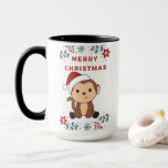 Caneca Monkey Christmas Snow Winter Animals Monkeys<br><div class="desc">The monkey for Christmas with fairy lights. Funny animals with gifts and snow for the holidays. Also funny for christmas in July. Monkeys are cute animals and perfect for Christmas.</div>
