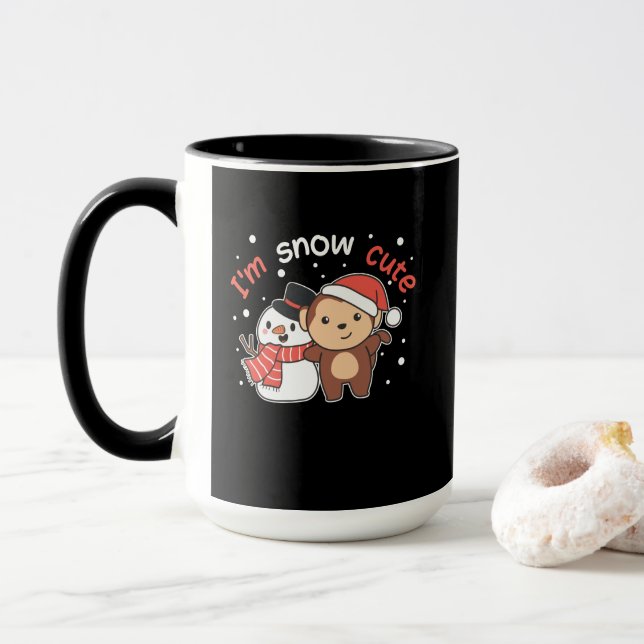 Caneca Monkey I Love You Snow Much Snowman Pun (Com Donut)