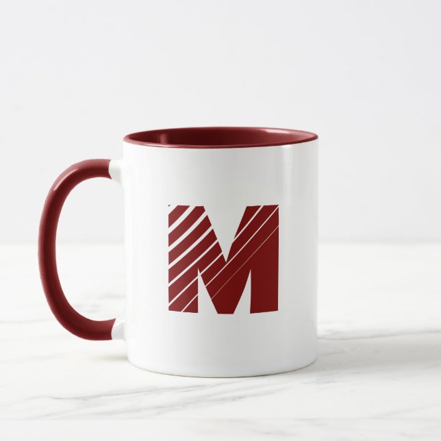 Caneca Monogram Bold Modern Maroon White Mug (Esquerda)