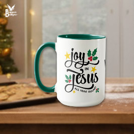 Caneca Monogram JOY IN JESUS Christian Christmas 