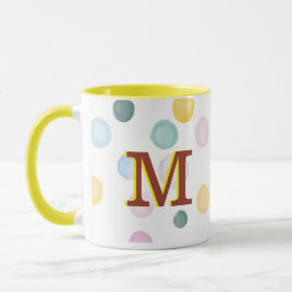 Caneca Monograma 3D de Bolinhas coloridas divertidas