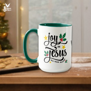 Caneca Monograma ALEGRIA EM JESUS Natal cristão