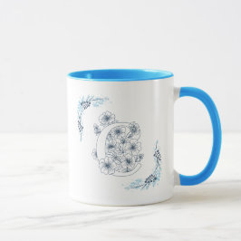 Caneca Monograma Azul, Calm Café Floral