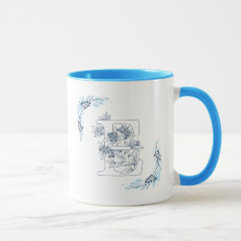 Caneca Monograma Azul, Calmo Café Floral