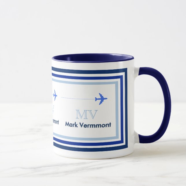 Caneca Monograma azul crie para pilotos de ar (Direita)