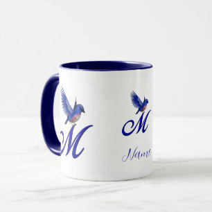 Caneca Monograma Bluebird Inicial M Elegante Personalizad