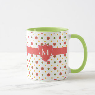 Caneca Monograma Bolinhas brancas rugas