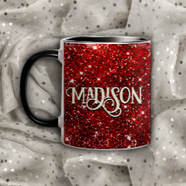 Caneca Monograma branco quísico vermelho preto