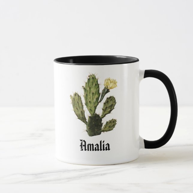 Caneca Monograma Cactus Flower Vintage Mug (Direita)