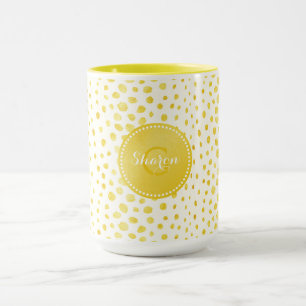 Caneca Monograma chic com brilho dourado falso e estampa