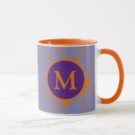 Caneca Monograma Círculos Púrpura Laranja Inicial Mu