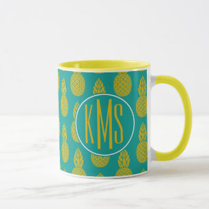 Caneca Monograma da fruta tropical do abacaxi