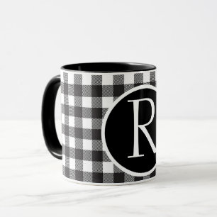 Caneca Monograma da xadrez de búfalos em SImple