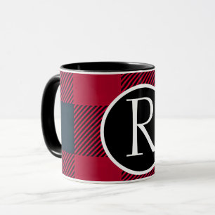 Caneca Monograma da xadrez de búfalos em SImple