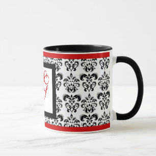Caneca MONOGRAMA DAMASK, vermelho