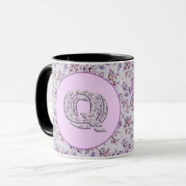 Caneca Monograma das flores de luxo Q