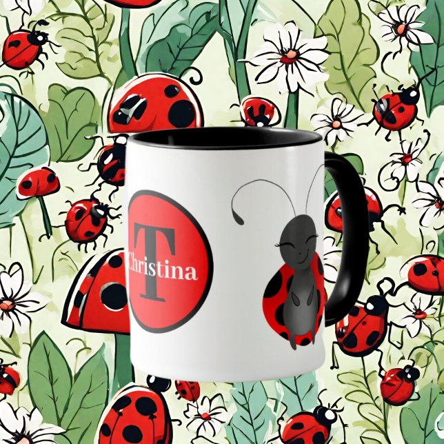 Caneca Monograma de amante de ladybug (Criador carregado)