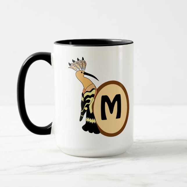 Caneca Monograma de Ave Whimsical Hoopoe (Esquerda)