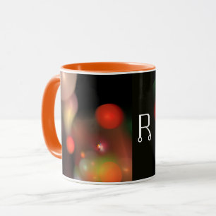 CANECA MONOGRAMA DE BOLHAS FRACTAIS PRETAS DE PINK TELLOW