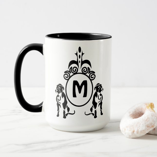 Caneca Monograma de Cães de Duas Guardas (Com Donut)