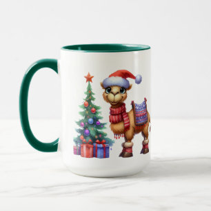 Caneca Monograma de camelo de Natal festivo