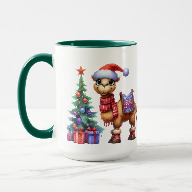 Caneca Monograma de camelo de Natal festivo (Esquerda)