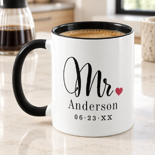 Caneca Monograma de Casamento Personalizado do Coração El