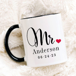 Caneca Monograma de Casamento Personalizado do Coração El