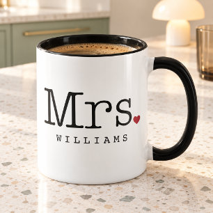 Caneca Monograma de casamento personalizado vintage preto