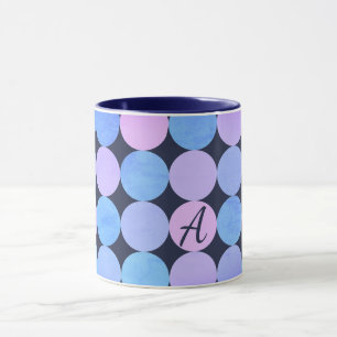 Caneca Monograma de Círculos Azul Roxo e Rosa