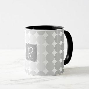 Caneca Monograma de Círculos Cinzas Modernos