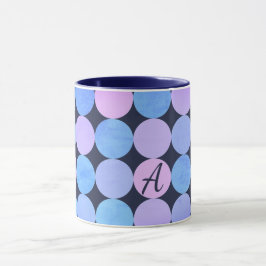 Caneca Monograma de Círculos Rosa e Púrpura Azul
