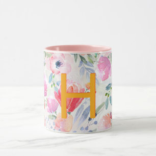 Caneca Monograma de cor d'água, cor-de-rosa-claro