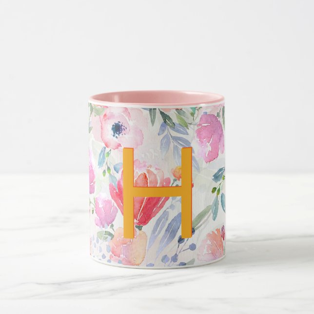 Caneca Monograma de cor d'água, cor-de-rosa-claro (Centro)