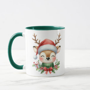 Caneca Monograma de criação de renas de Natal festivas
