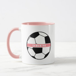 Caneca Monograma de Esportes Rosa Cinza de Futebol Modern