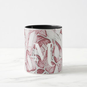 Caneca Monograma De Flores Vermelhas E Brancas