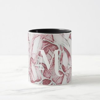 Caneca Monograma De Flores Vermelhas E Brancas