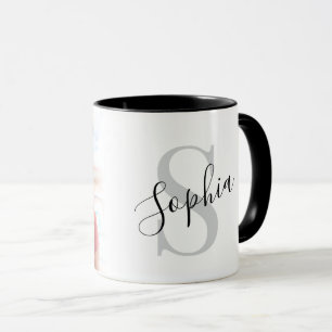 Caneca Monograma de Foto Personalizado Moderno