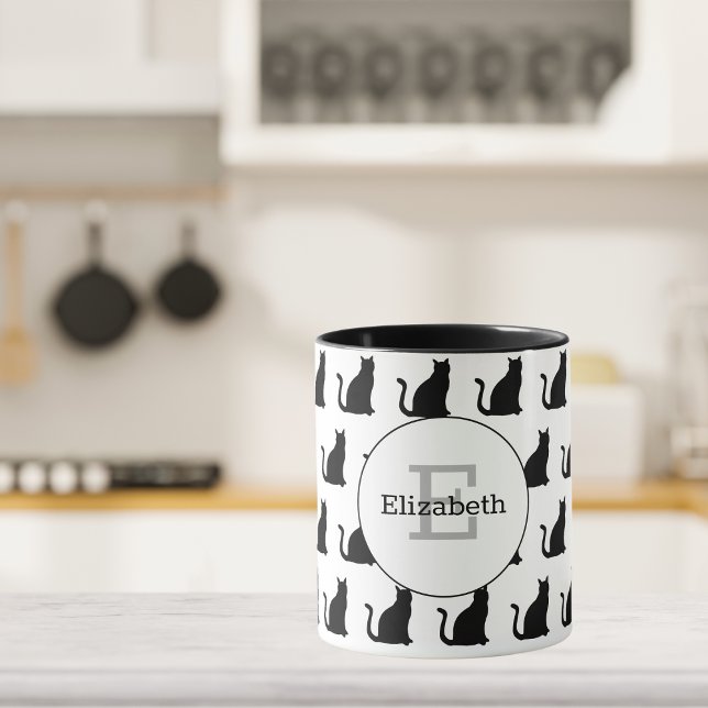 Caneca Monograma de gatos, gatos e mais gatos (Criador carregado)