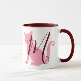 Caneca Monograma de Gatos Rosa bonito
