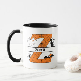 Caneca Monograma de Halloween Z Adicione seu Nome