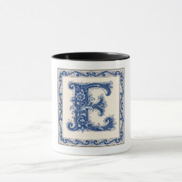 Caneca Monograma de Herança Norueguesa-Azul