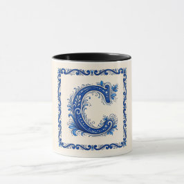 Caneca Monograma de Herança Norueguesa-Azul