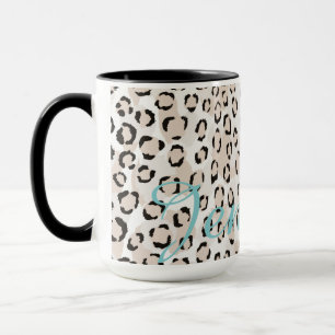Caneca Monograma de impressão de chic black and white che