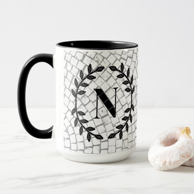 Caneca Monograma de Impressão Mosaico (Com Donut)