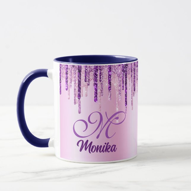 Caneca Monograma de Leitura de Unicórnio Púrpura, Cor-de- (Esquerda)