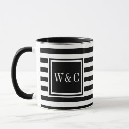Caneca Monograma de Listra Preto e Branco